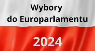 zdjecie pogladowe flaga polski biało czerwona z napisem Wybory do Parlamentu Eurpejskiego  2024