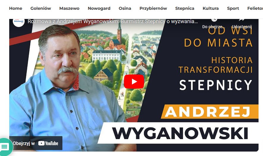 zrzut z ekranu ze strony powiat goleniowski info z wywiadem z Andrzejem Wyganowskim. 